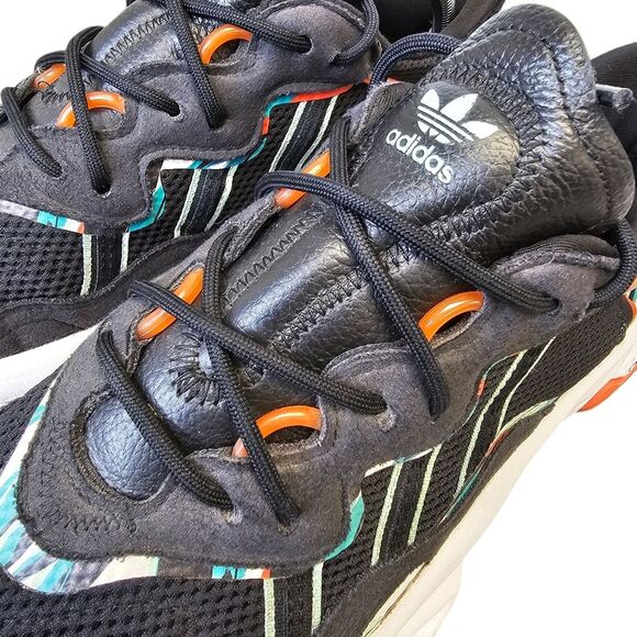 Adidas Men's 10.5 Ozweego Black/Cloud White Tropical Print Sneakers FZ3829 - Picture 7 of 15